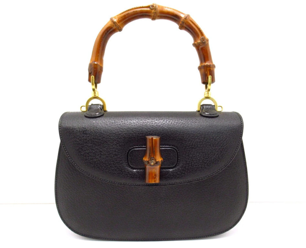 Gucci Bamboo Shoulder Bag Black Calfskin